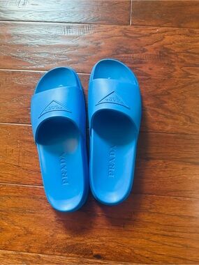 Prada Women’s Bright Blue Slide Sandals